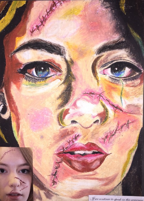 Jenny Saville oil pastels Civil Unrest plaster paint eyes