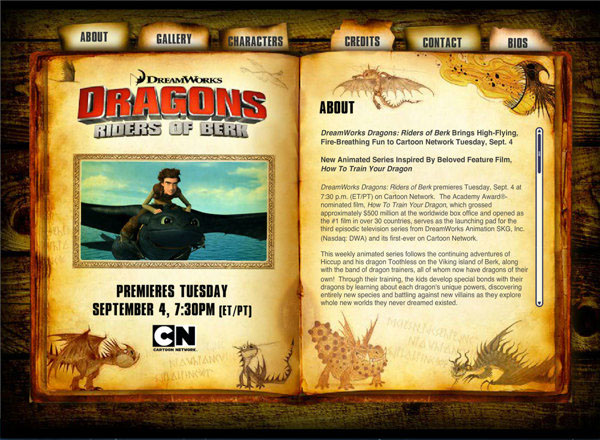 Cartoon Network Dragons Interactive PR Website on Behance