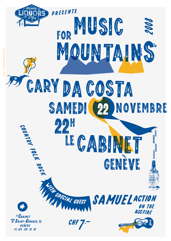 Music for Mountains le Cabinet Geneva geneve poster indie country folk rock Cary Da Costa Samuel Action coastal Coastal Jacket