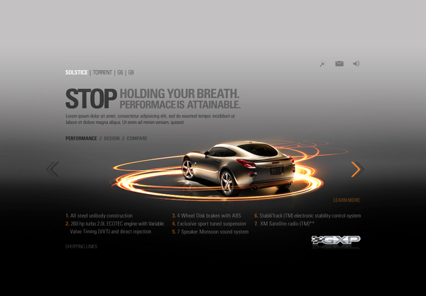 motion design GM Pontiac Auto web site Flash after effects SFX