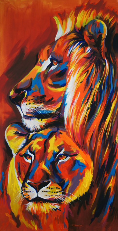 Lions lion lion painting lion art colourful lions colouful lion ellie benton lion love lion artwork