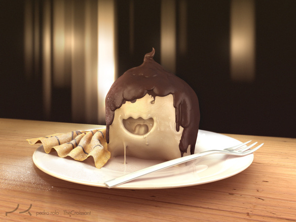 chocolate sweet 3D digital paint pedro rolo the croissant waffle Hot chocolat