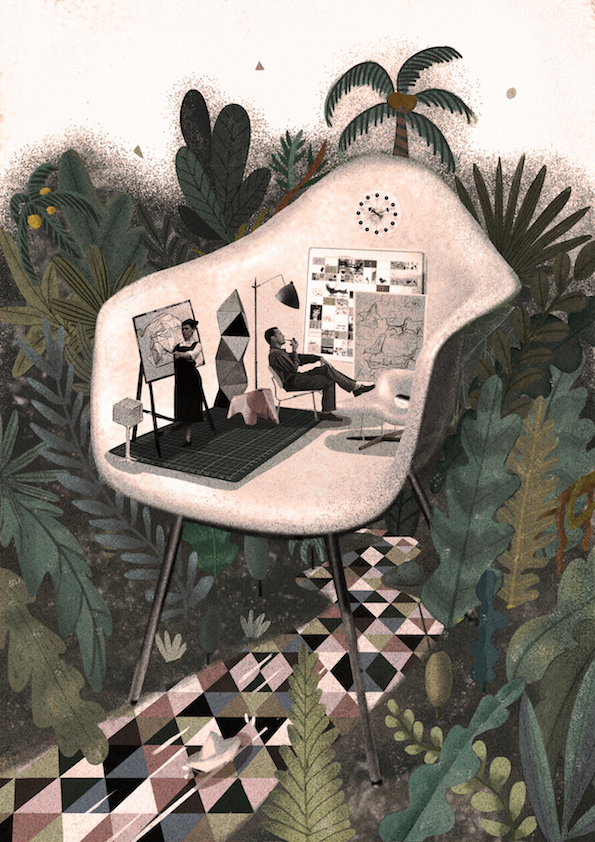 Illustrator collage chairs EAMES imagination