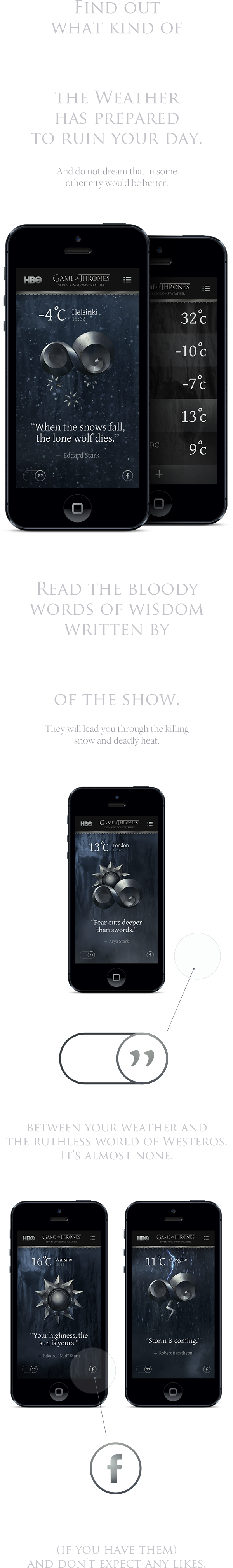 hbo Game of Thrones mobile app design Icon weather app weather ios android ars thanea CG