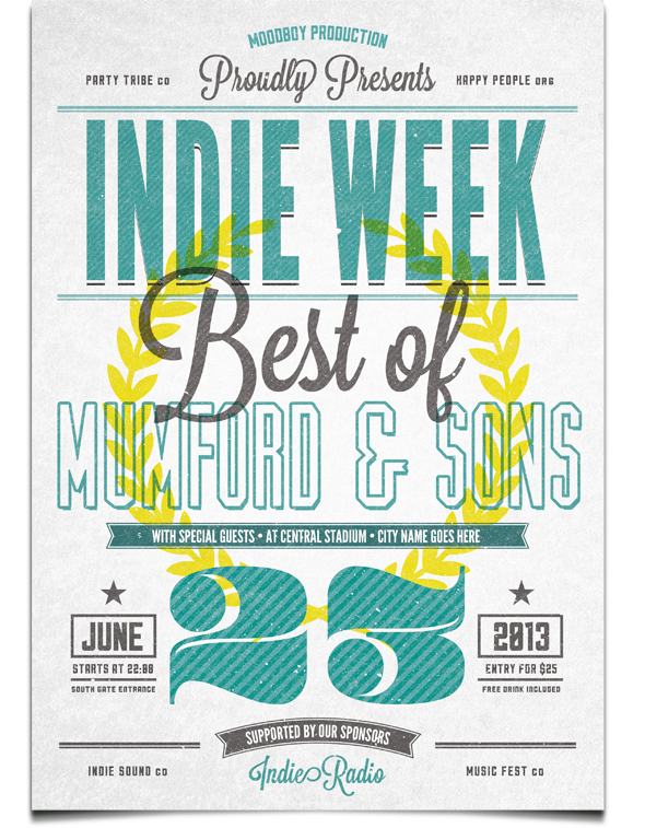 flyer  poster  indie  vintage  retro  event graphicriver moodboy template psd download music event gig