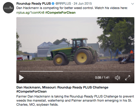 hlk Monsanto video MIssouri st. louis Roundup Ready roundup ready plus farming weed control agency