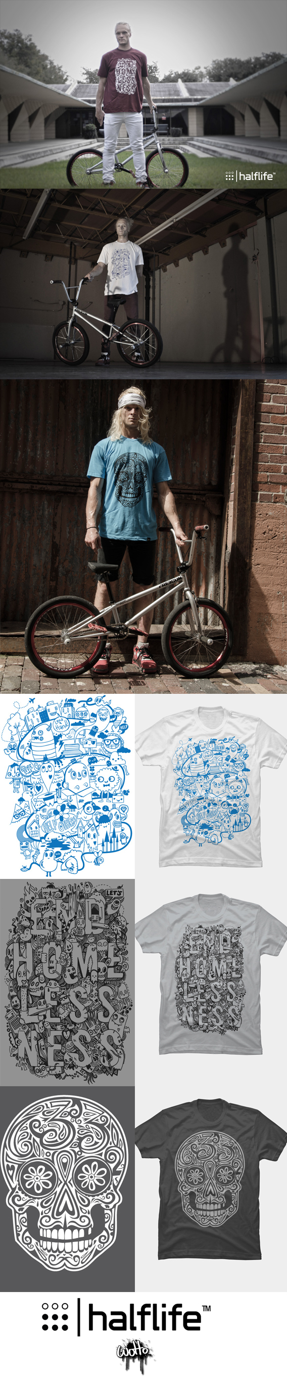 homelessness charity tees t-shirt wotto skull doodles Unique bmx cool