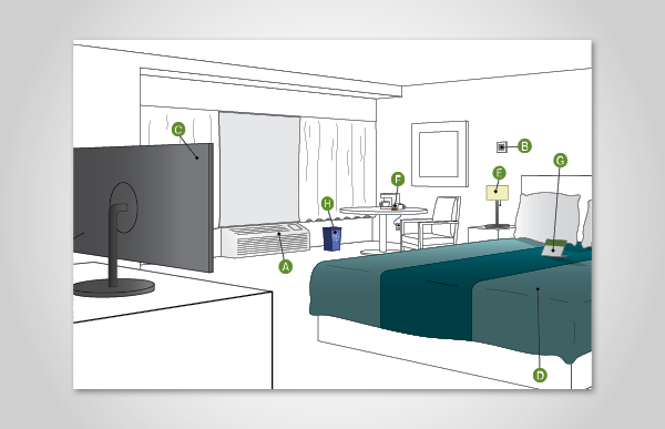 green environment flyer Hospitality Multifamily hotel motel apartment Perspective line art