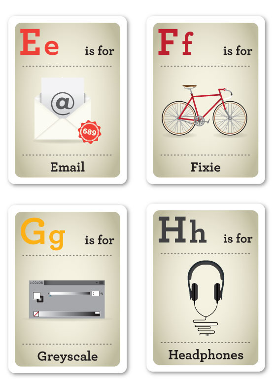 emma cook Flash Cards ABC Hipster silly