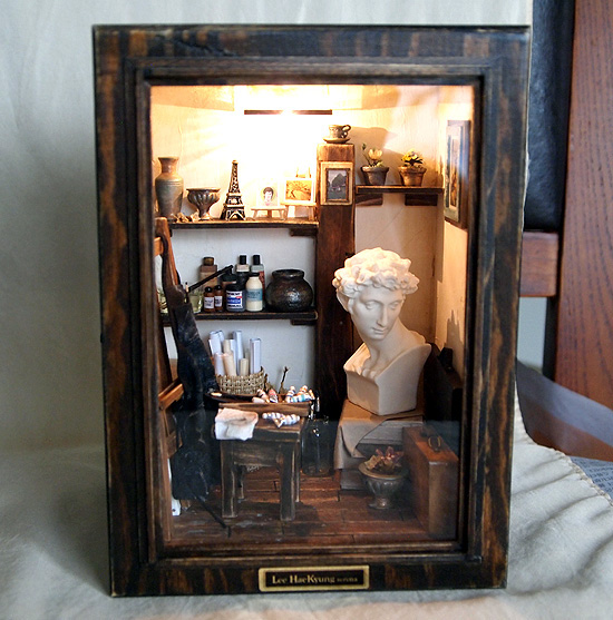 vintage workroom atelier studio collectible Miniature dollhouse artwork