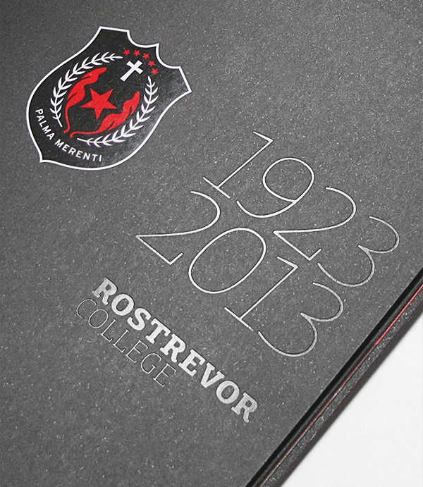 red rostrevor black star 90 years college rostrevor college history Commemorative print design crest foil clear foil Varnish
