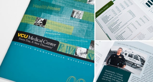 annual report brochure print design graphic report VCU Med Center vcu medical center