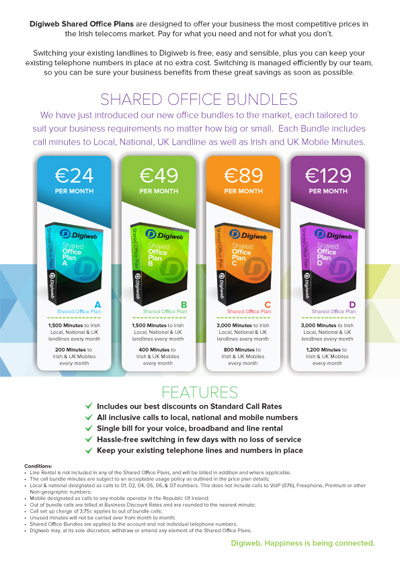 business corporate Collateral flyer Digiweb Promotional company literature Ireland telecommunications broadband Office