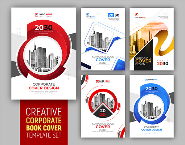 Modern Corporate Book Cover Design Set