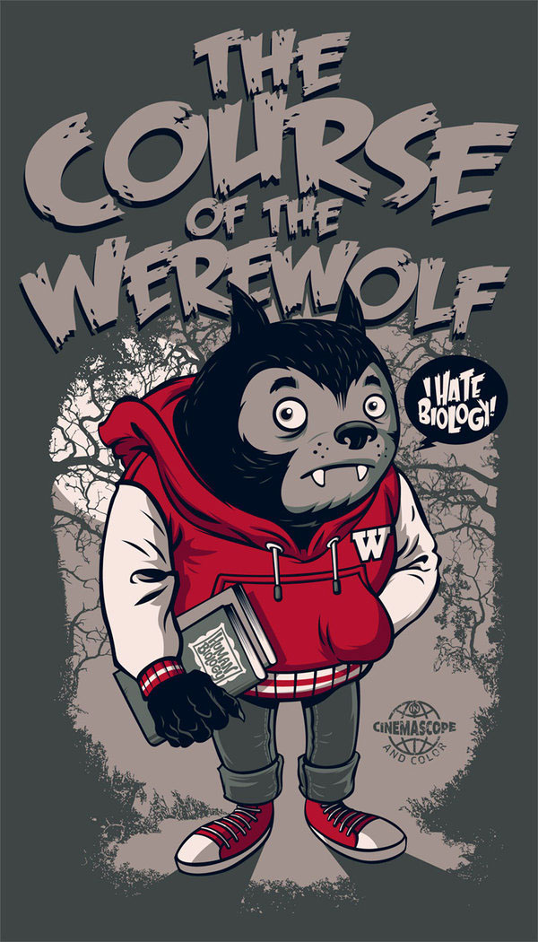 Werewolf Wolfman wolf course curse Lobisomem Lobo school forest Colégio book teen teenager apparel t-shirt shirt tshirt type typographic rusc rubens scarelli Lafraise