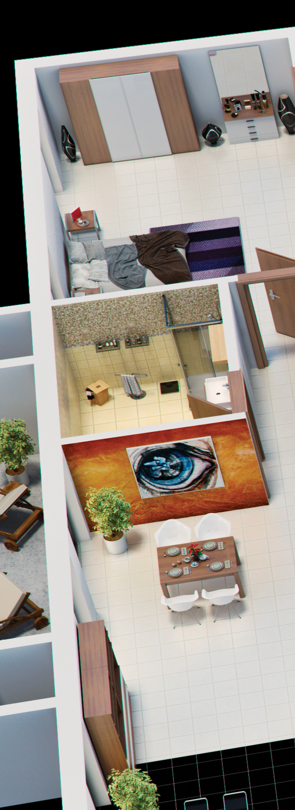 3D Isometric Interior visualization 3dsmax vray floor plan FLOOR composition rendering 3D model furniture cgmtl hi resolution