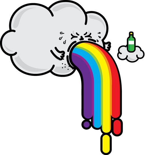 personaje Nube vomitando Nube vomito botella nubes ilustracion colore Render Renders 3D