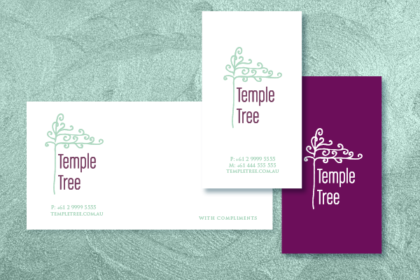 logo identity Tree  temple green violet gold aqua