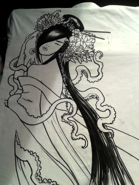 fabric design fabric drawing fabric illustration geisha geisha drawing geisha design Sushiman sushiman jacket