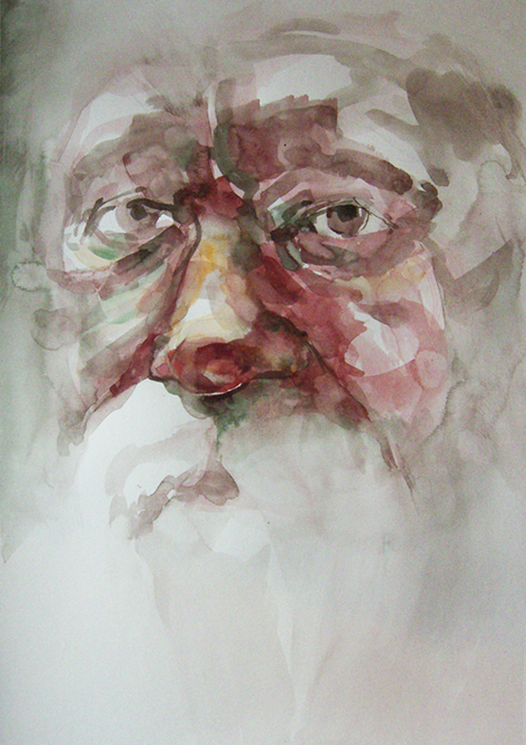 portrait woman man watercolour face