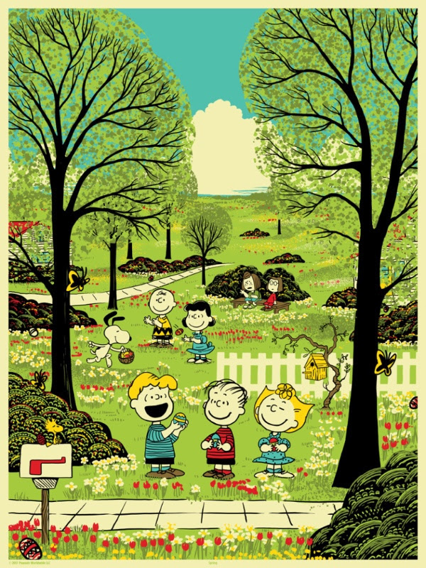 Landscape cartoon Charlie Brown snoopy art print ILLUSTRATION 