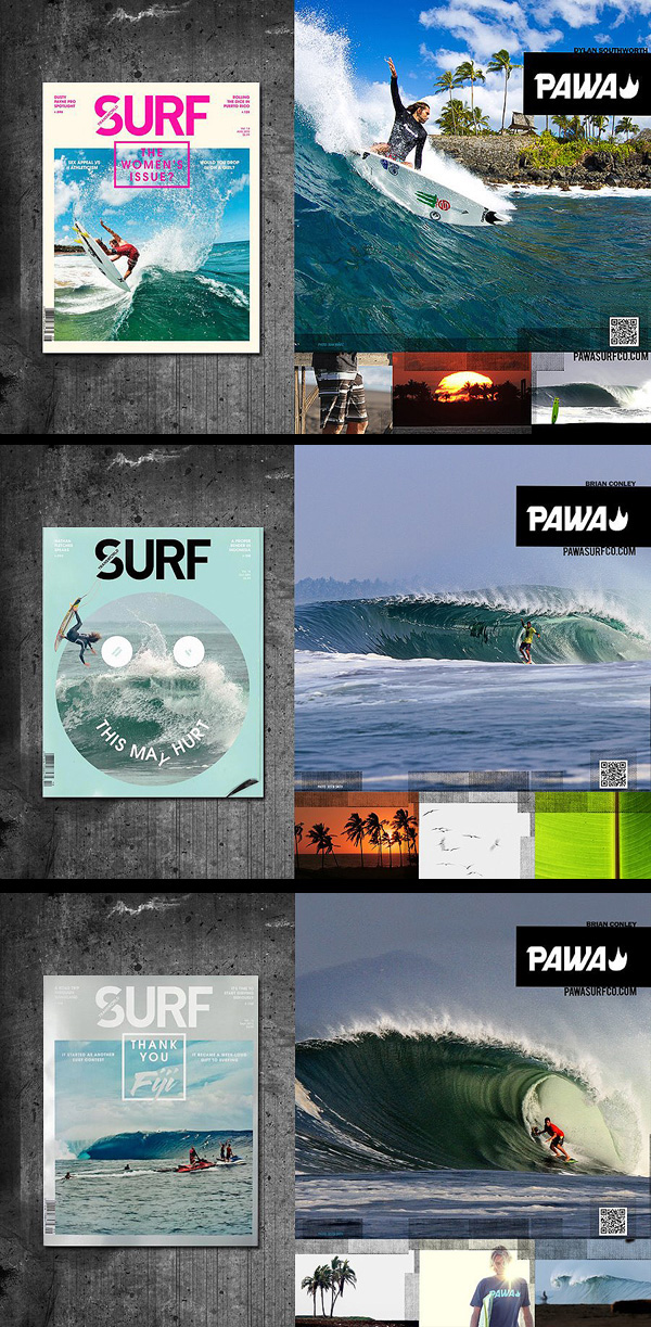 Surf t-shirts pattern print pawa Clothing boardshort Logotype type Treatment