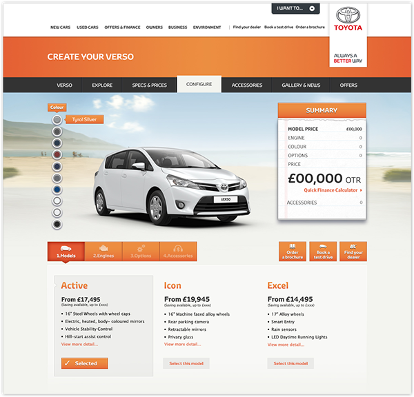 toyota Verso web site web site design car automotive   New Car automotive website Car Web Site