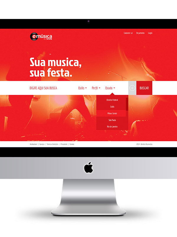 red sound site Web Interface search UI online digital menu parallax flat