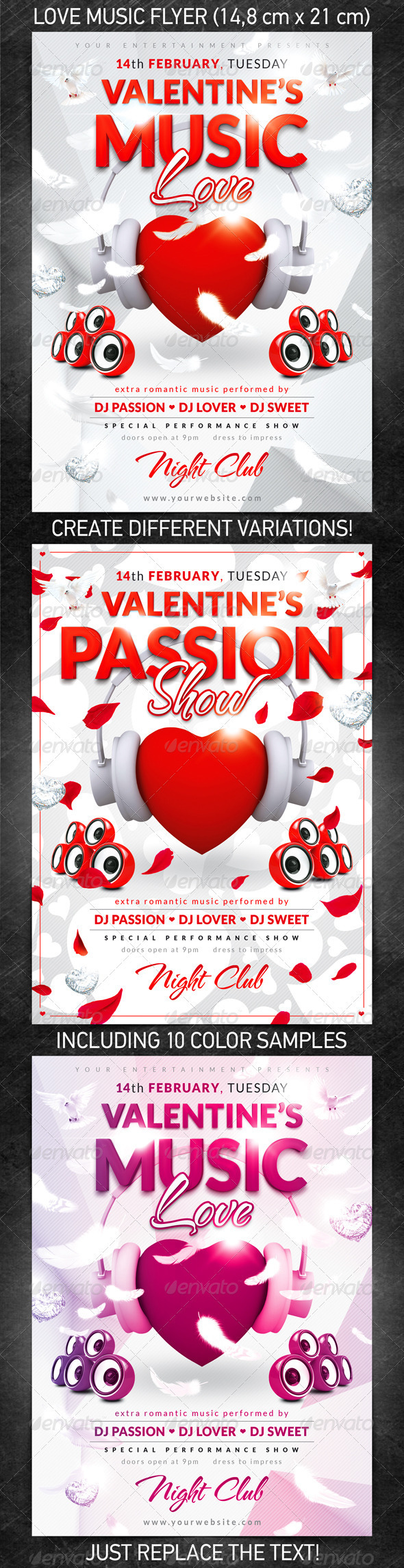 February 14 lovecard music nightclub valentines flyer template white mockup mock-up mockups mock-ups