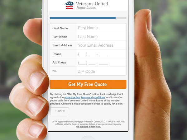 mobile landing page mobile form