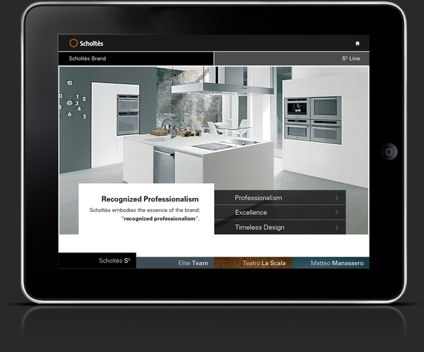 Scholtes kitchen luxury black golf teatro Theatre Tablet Application ipad application cross platform id Exibition Web Interface Design