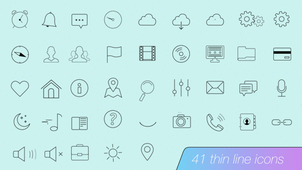 thin line flat outline Icon icons icon set Web