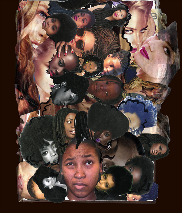 black hair Whitewashing stereotypes identity photo collage beauty standards Black Beauty racism Discrimination risd artist book black art Yelitsa