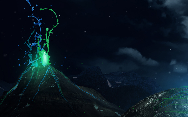 meteor blue green desktopography streaks Comet volcano leaves