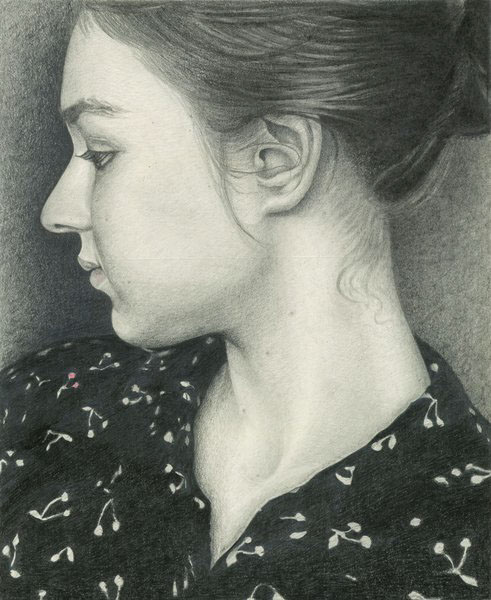 Drawing  portrait Unique graphite pencil young girl women beauty of women naturalistic realistic