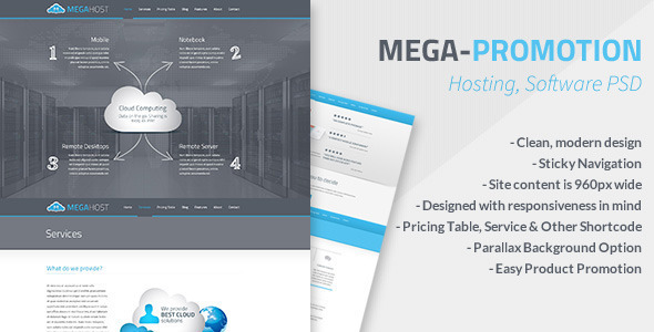 One Page  Application  Single Page business clean creative host hosting landing page Mega Host Multipurpose product psd template Responsive