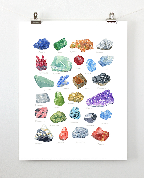 watercolor minerals geology science natural science