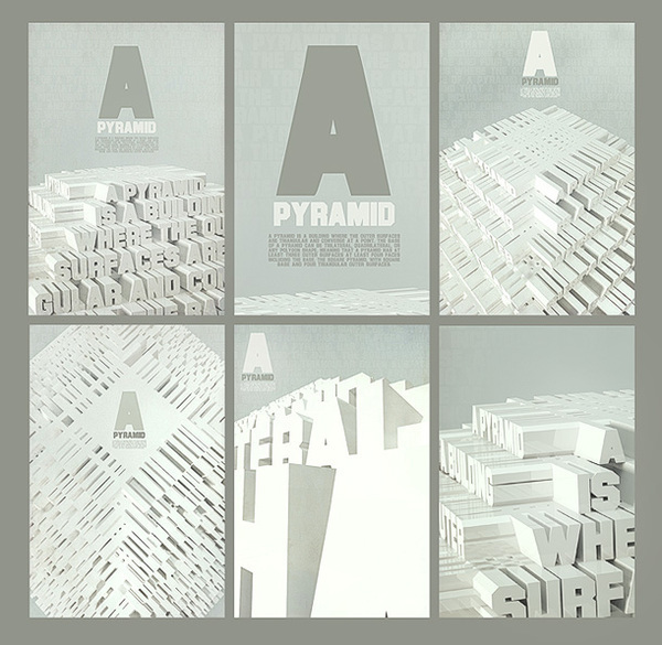 pyramid experiments. 3d font poster