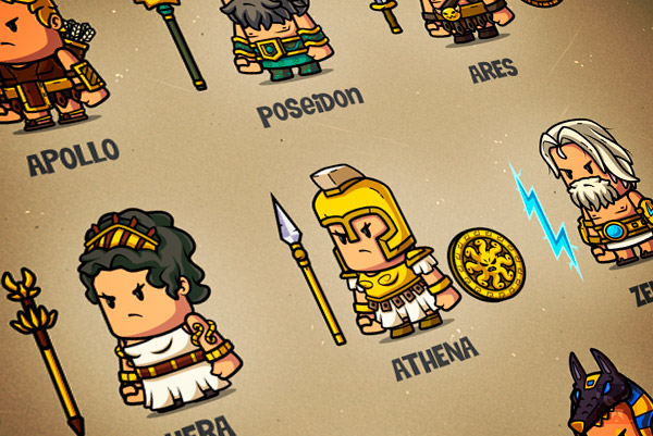 Gods and Goddesses the gods Game Art vector art cartoon characters sprites Assests greek god apollo