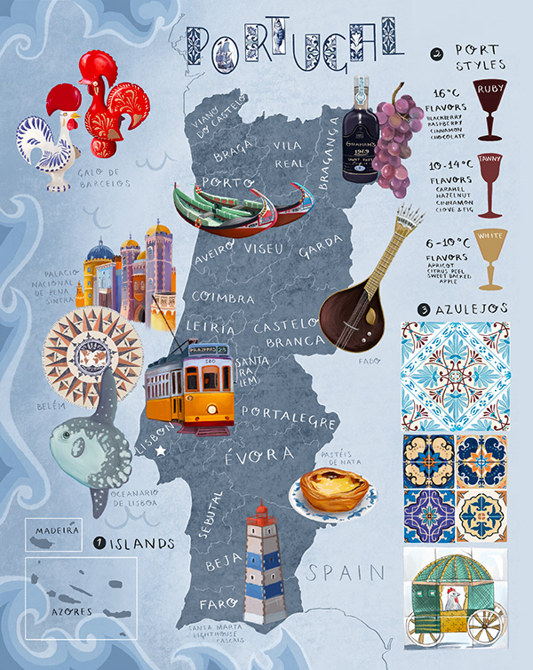 Illustrated Map of Portugal