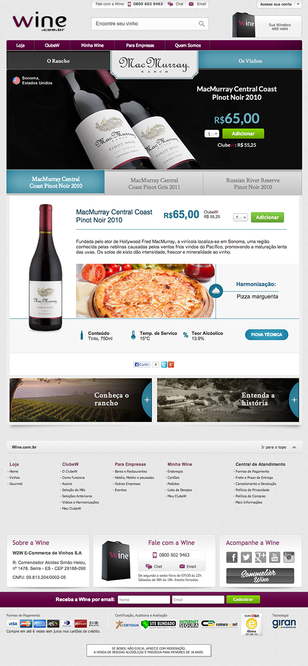 HotSite site Website VINHOS vinho wine winery mac mac murray design ux Brasil Brazil ES Vitoria