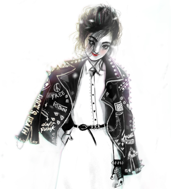 girl woman female punk rock Style rivets art princesses tatoo