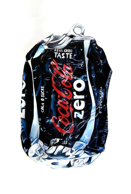 hyperrealism Coca-Cola can crushed paint Oli