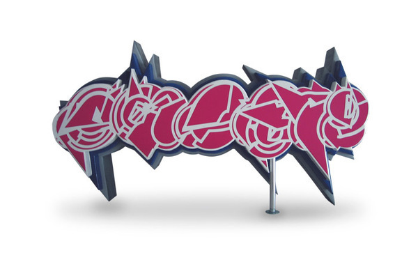 3d graffiti typgraphic sculptures