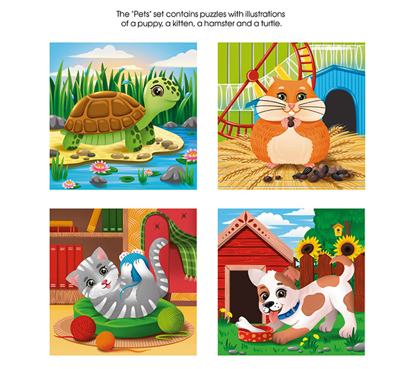 KIDS PUZZLES / cute animal illustrations for kids toys
