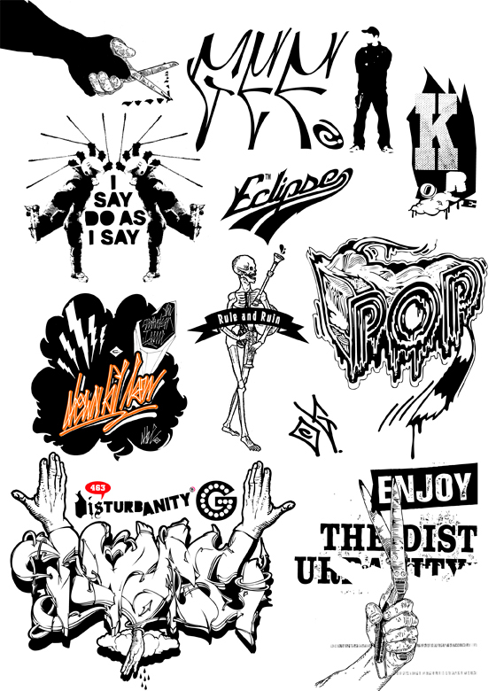 logos Logo illustration vector streetwear skateboard snowboard Music illustration punk Post punk band logos Graffiti tags hip hop rap K1X Irie Daily rome snowboards