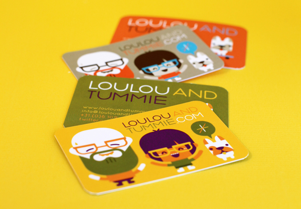 company identity Loulou & Tummie business card postcard stickers Note book Note Pad cute characters Vector Illustration