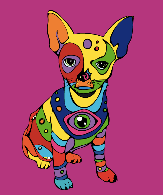 dogs perros miguelmolina digitalart psychodelic arte contemporary art colors popart purecolors naif miguel molina venezuelan art arte venezolano