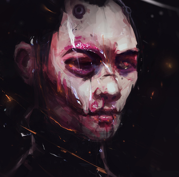 pink dark portrait Scifi Cyborg Dystopia perish characterdesign Character digitalpainting