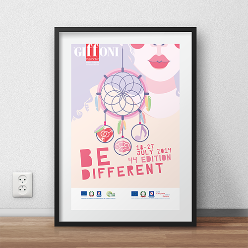 giffoni giffoni film festival be different graphic poster Poster Design Cinema film festival pastel Dreamcatcher feathers